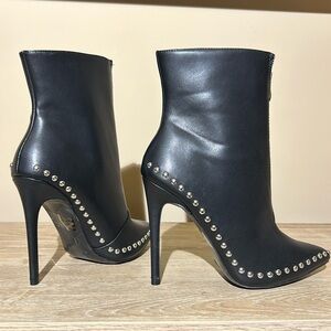 Wild Diva- Size 6-1/2 black studded high heel boots